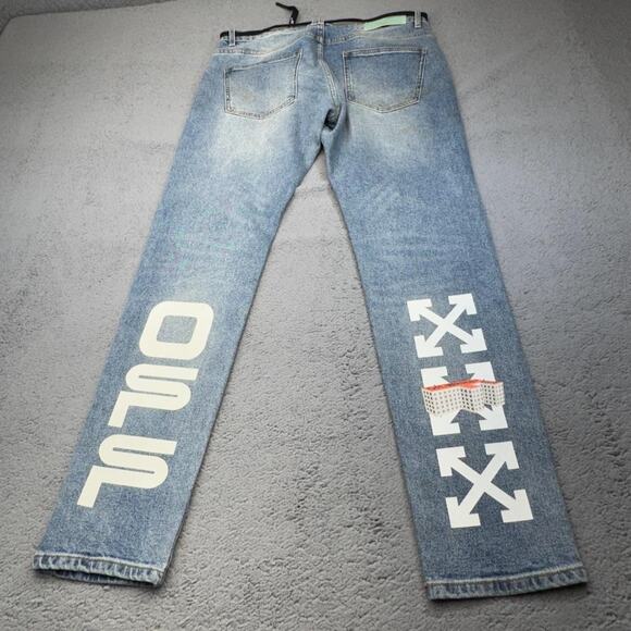 Off-White Jeans Men 33x31 Incompiuto Golden Ratio Graphic Italy Slim Straight - Picture 2 of 16